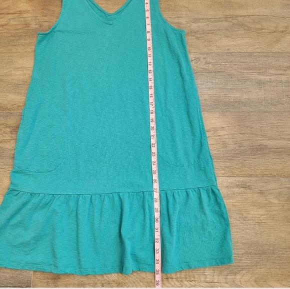 J Jill Flounced Hem Double V Neck Knit Dress SP Small Petite Aegean Teal Casual - Picture 5 of 10